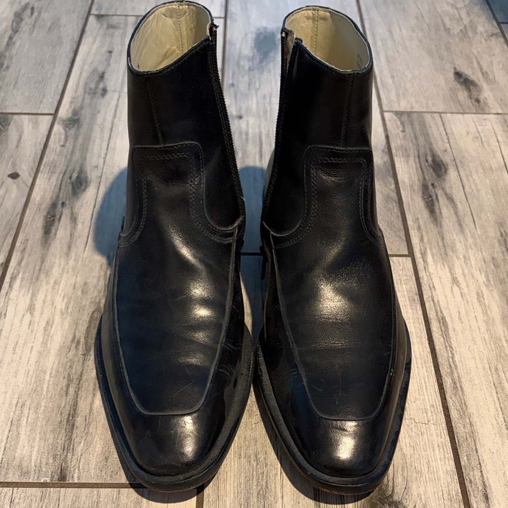 Men's Kenneth Cole Black Leather Zip Chelsea Boots 7M
